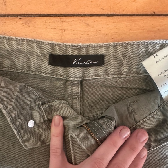 KanCan Olive Gray Distressed Denim Shorts - Picture 2 of 3